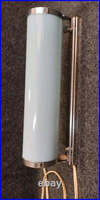 1 Applique Art Déco Bauhaus Laiton Chromé/ Verre Opalin An 30-40
