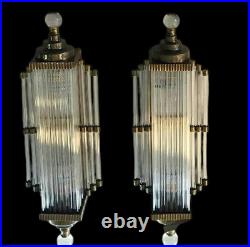 1 Pièce Vintage Art Deco Applique Murale Verre & Laiton Skycraper #29