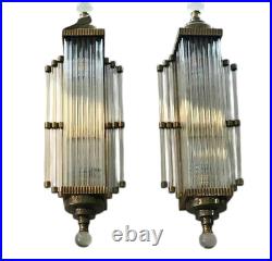 1 Pièce Vintage Art Deco Applique Murale Verre & Laiton Skycraper #29