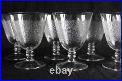 10 verres à eau en cristal gravé à l'aiguille Art Déco, décor chardon, h. 11.5cm