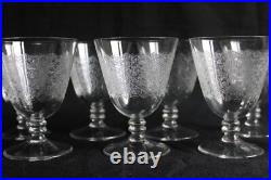 10 verres à eau en cristal gravé à l'aiguille Art Déco, décor chardon, h. 11.5cm
