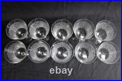 10 verres à eau en cristal gravé à l'aiguille Art Déco, décor chardon, h. 11.5cm