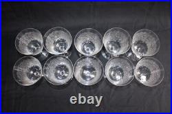10 verres à eau en cristal gravé à l'aiguille Art Déco, décor chardon, h. 11.5cm