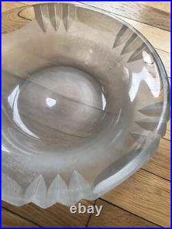 1925 Signée Jean Luce Rare Grande Coupe Verre Gravé Sablé Art Deco