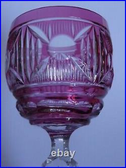 2 Anciens Verres A Vin Art Deco Roemer Cristal Double Colore Val Saint Lambert