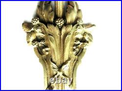 2 Appliques Art Déco, bronze doré sculpté de mûres, tulipe Rose en verre bleu
