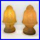 2 Lampes Art Deco Globe Verre De Clichy Jaune