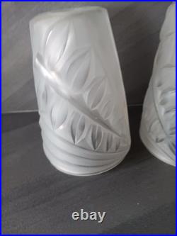 2 Tulipe en pate de verre art deco signée degue Compiègne