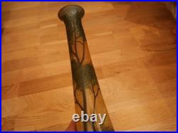 2 grand vase en verre peint émaillé Legras foret arbre automne art déco