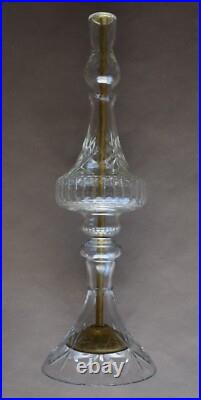 2 grands verres taillés balustres pour lustre style Art Déco, sur axe en métal