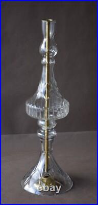 2 grands verres taillés balustres pour lustre style Art Déco, sur axe en métal