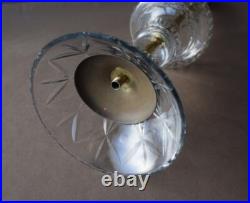 2 grands verres taillés balustres pour lustre style Art Déco, sur axe en métal