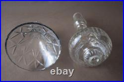 2 grands verres taillés balustres pour lustre style Art Déco, sur axe en métal