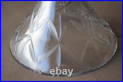 2 grands verres taillés balustres pour lustre style Art Déco, sur axe en métal