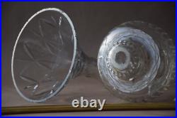 2 grands verres taillés balustres pour lustre style Art Déco, sur axe en métal