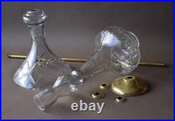 2 grands verres taillés balustres pour lustre style Art Déco, sur axe en métal