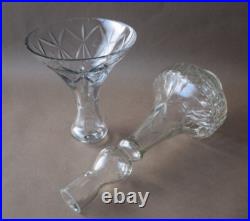 2 grands verres taillés balustres pour lustre style Art Déco, sur axe en métal