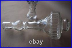 2 grands verres taillés balustres pour lustre style Art Déco, sur axe en métal