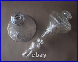 2 grands verres taillés balustres pour lustre style Art Déco, sur axe en métal