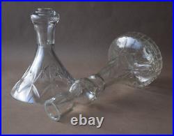 2 grands verres taillés balustres pour lustre style Art Déco, sur axe en métal