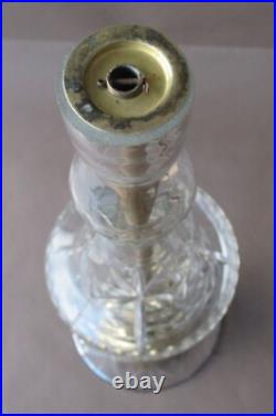 2 grands verres taillés balustres pour lustre style Art Déco, sur axe en métal