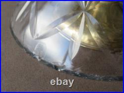 2 grands verres taillés balustres pour lustre style Art Déco, sur axe en métal