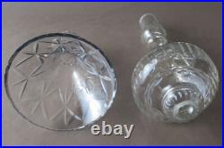 2 grands verres taillés balustres pour lustre style Art Déco, sur axe en métal