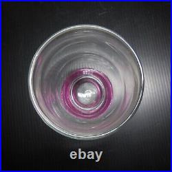 2 verres à pied table eau transparent rose violet vintage art déco bar N7881