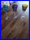 3 ANCIEN VERRE A VIN ART DECO ROEMER CRISTAL DOUBLE COLORE Ht 21 Cm