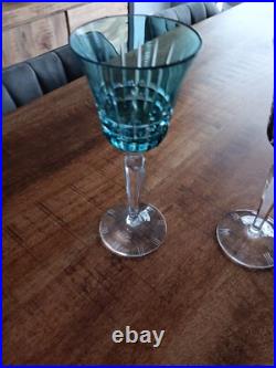 3 ANCIEN VERRE A VIN ART DECO ROEMER CRISTAL DOUBLE COLORE Ht 21 Cm