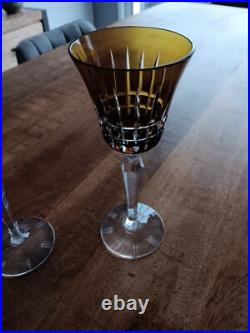 3 ANCIEN VERRE A VIN ART DECO ROEMER CRISTAL DOUBLE COLORE Ht 21 Cm