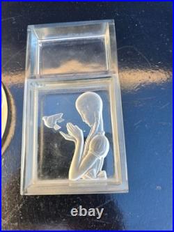 3 Cendriers Vide Poche Art Deco Verre Intaille 1930 France