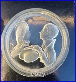 3 Cendriers Vide Poche Art Deco Verre Intaille 1930 France