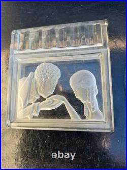 3 Cendriers Vide Poche Art Deco Verre Intaille 1930 France