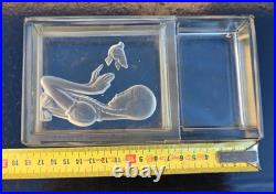 3 Cendriers Vide Poche Art Deco Verre Intaille 1930 France