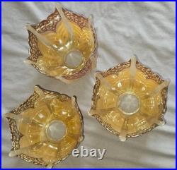 3 Tulipes abat-jour diffuseur Verre peint émaillé pour lustre ou lampe art déco