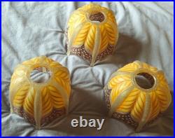 3 Tulipes abat-jour diffuseur Verre peint émaillé pour lustre ou lampe art déco