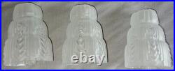 3 tulipe s verre moulé dépoli à gradins art déco pour lustre ou lampe années 30