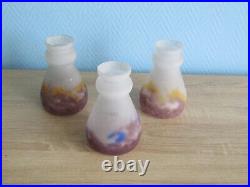 3 tulipes en pate de verre CROISMARE MULLER ART DECO