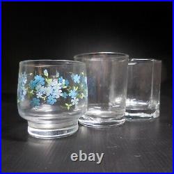 3 verres alcool eau transparent fleur vintage art déco bar table France N7885