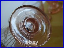 4 ANCIENS VERRES A APERITIF CRISTAL ART DECO GRAVURE ACIDE POISSON STYLISER 8 cm