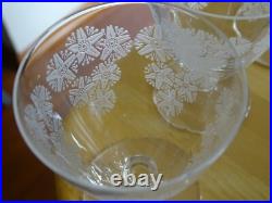 4 ANCIENS VERRES APERITIF CRISTAL GRAVURE ACIDE ART DECO ATTRIBUE ST LOUIS 9 cm