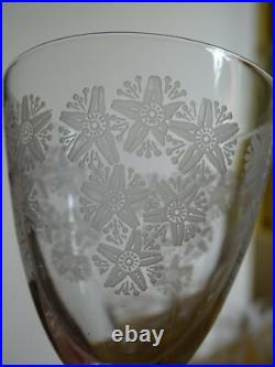 4 ANCIENS VERRES APERITIF CRISTAL GRAVURE ACIDE ART DECO ATTRIBUE ST LOUIS 9 cm