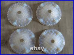 4 Anciennes Tuilipes Verre Opalescent Decor Tresser Art Deco Style Ezan