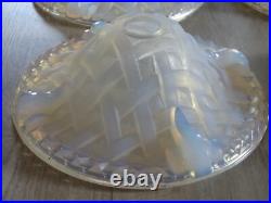 4 Anciennes Tuilipes Verre Opalescent Decor Tresser Art Deco Style Ezan