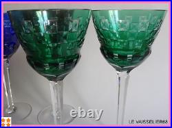 4 Anciens Verres A Vin De Couleur Roemer Cristal Art Deco