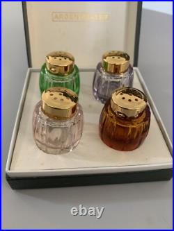 4 salières Art Deco argent massif vermeil verre coloré salerons jamais servi