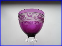 4 verres à vin du Rhin Roemer colorés Art déco cristal de NANCY signés 15,8 cm