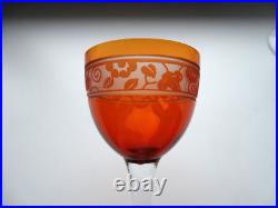 4 verres à vin du Rhin Roemer colorés Art déco cristal de NANCY signés 15,8 cm