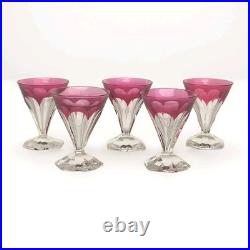 5 Verres En Cristal Taillé Val Saint Lambert Modele Anmaur Art Deco